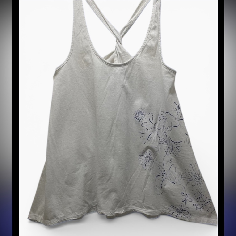 American Eagle Outfitters White Floral Tank Top